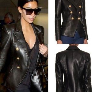 BLOGGER’S FAV‼️ ZARA LEATHER BLAZER GOLD BUTTON ACCENTS‼️SOLD OUT S